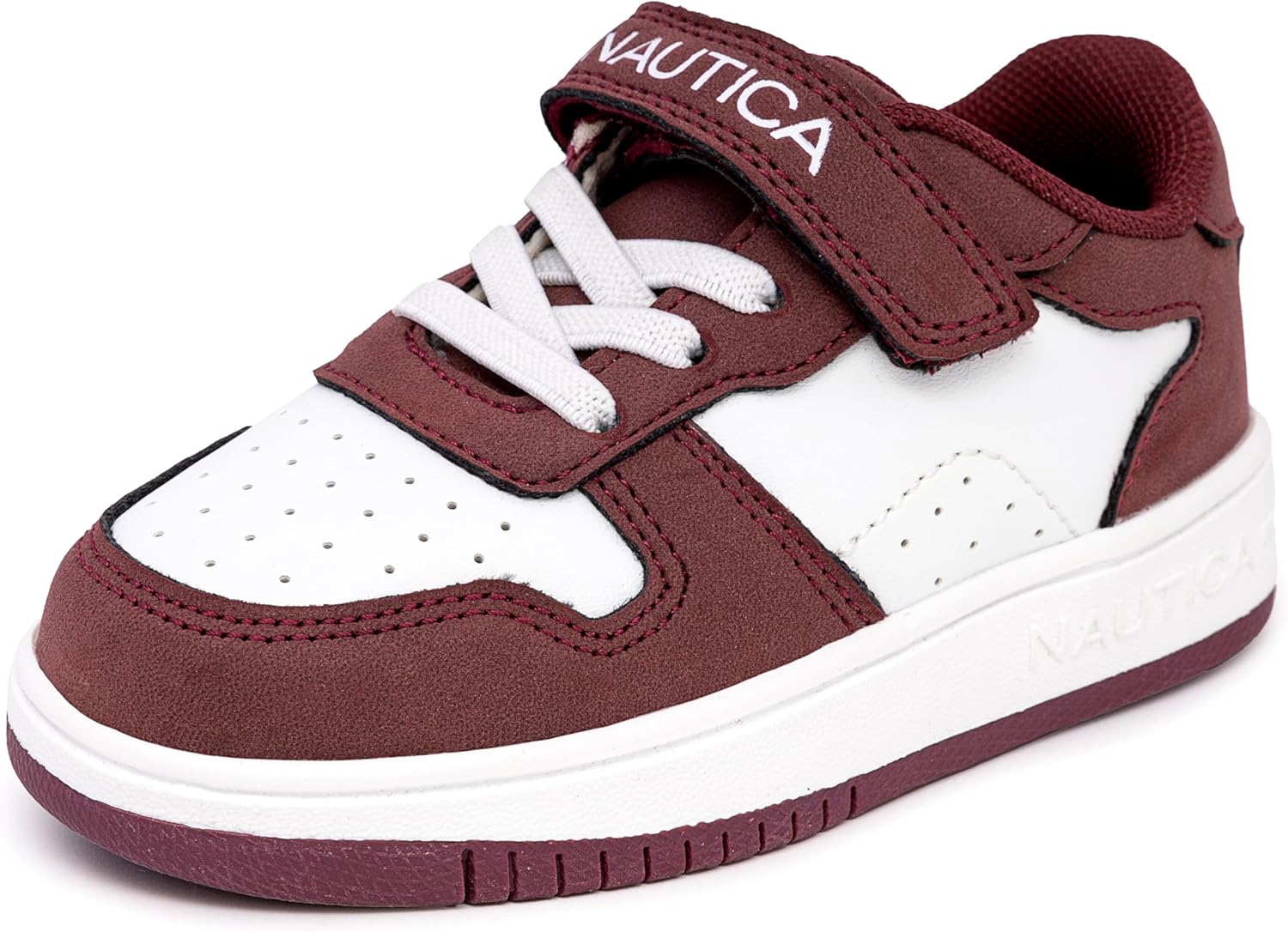 

Детские кроссовки Nautica с регулируемыми ремешками, Удобные повседневные кеды для мальчиков и девочек, малышей и маленьких детей, белый/бордовый