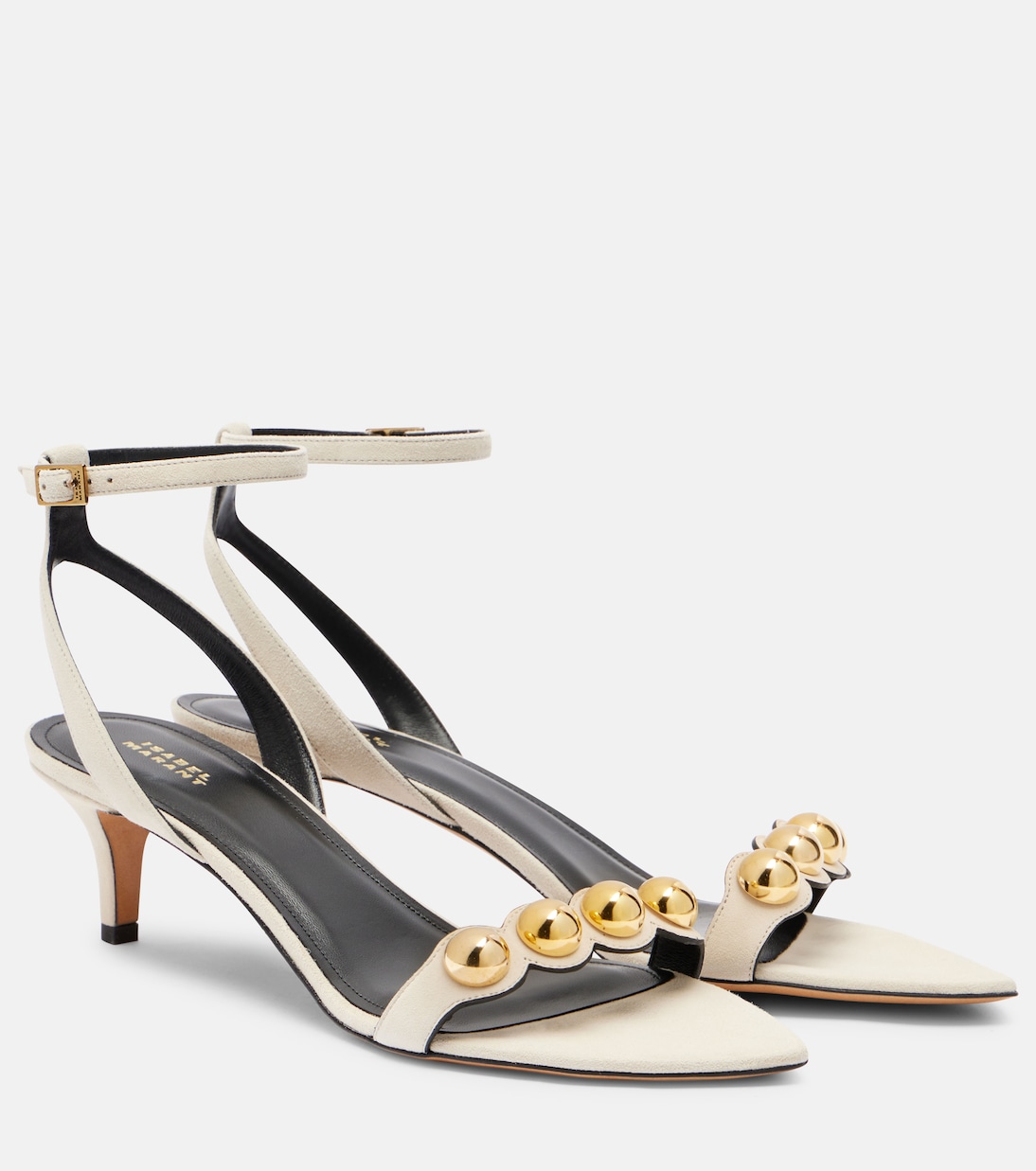 Arolee сандалии из замши с шипами Isabel Marant, Ecru/Gold