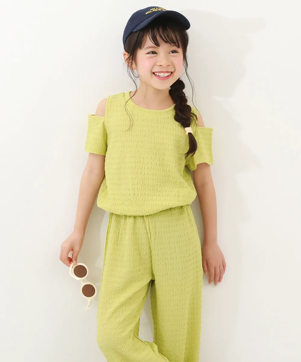 Комплект из топа с открытыми плечами и широких брюк, 25SS Devirock, 003-Yellow