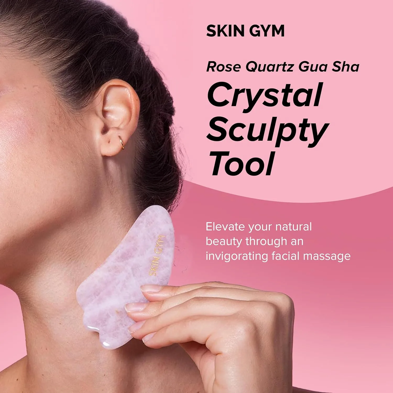 Инструмент Skin Gym из розового кварца для массажа лица, контурирования и моделирования. 1 штука, Rose Quartz — фото 2