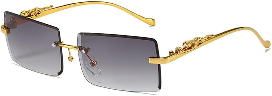 

Солнцезащитные очки без оправы прямоугольной формы для мужчин и женщин, солнцезащитные очки без оправы для женщин, очки с леопардовым принтом, защита от ультрафиолета UV400 VFDHN, 2