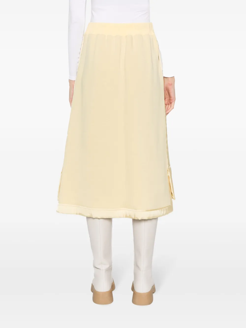 Юбка миди из смесовой вирджинской шерсти JIL SANDER, желтый — фото 4