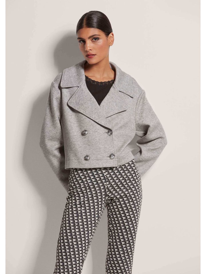 

MADELEINE Двубортный короткий блейзер графитового/бежевого/меланжевого цвета