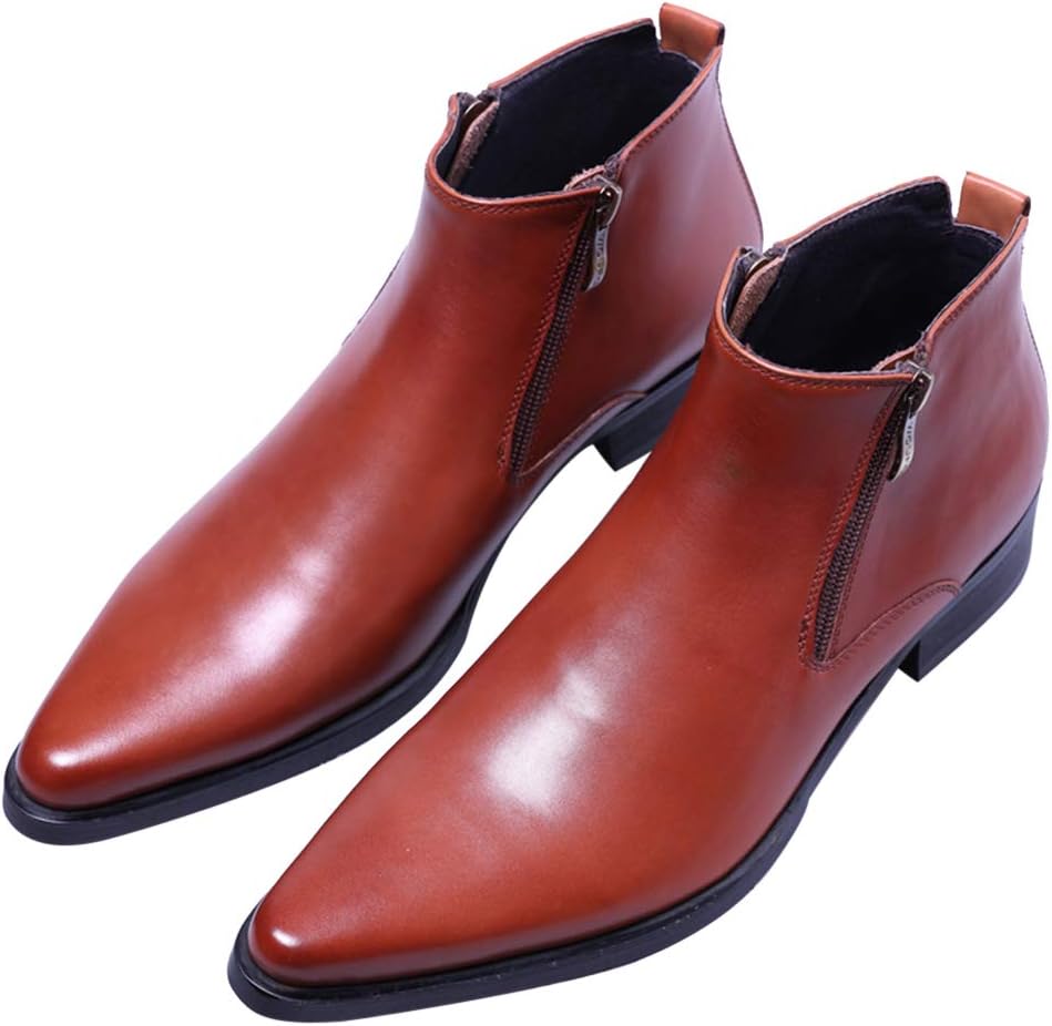 

Мужские повседневные ботинки Santimon с острым носком, на молнии, из натуральной кожи, коричневый