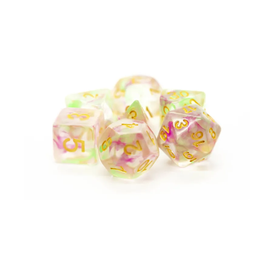 

Комплект Poly Set Розово-красный и зеленый с золотом (7), Acrylic-Resin Dice - Nebula