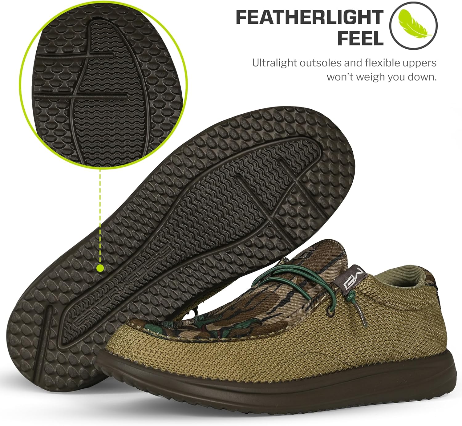Мужские ботинки Gator Waders для кемпинга - дышащие лоферы без шнуровки - эластичные шнурки - сверхлегкая амортизация на весь день - удобная посадка, Mossy Oak Greenleaf — фото 4