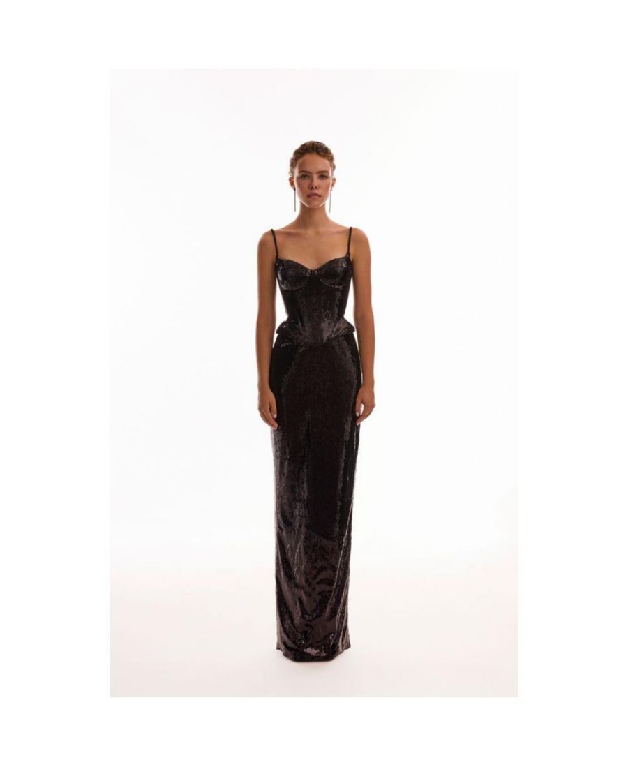 

Женская эффектная облегающая макси-юбка, украшенная пайетками Milla, Black