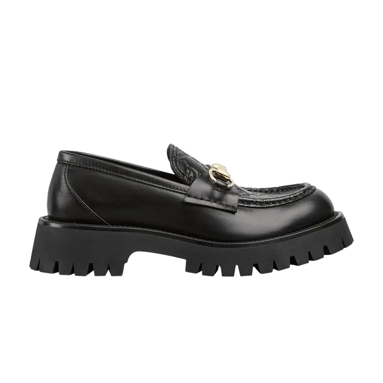 Кроссовки Gucci Wmns Horsebit Lug Sole Loafer 'Black', черный