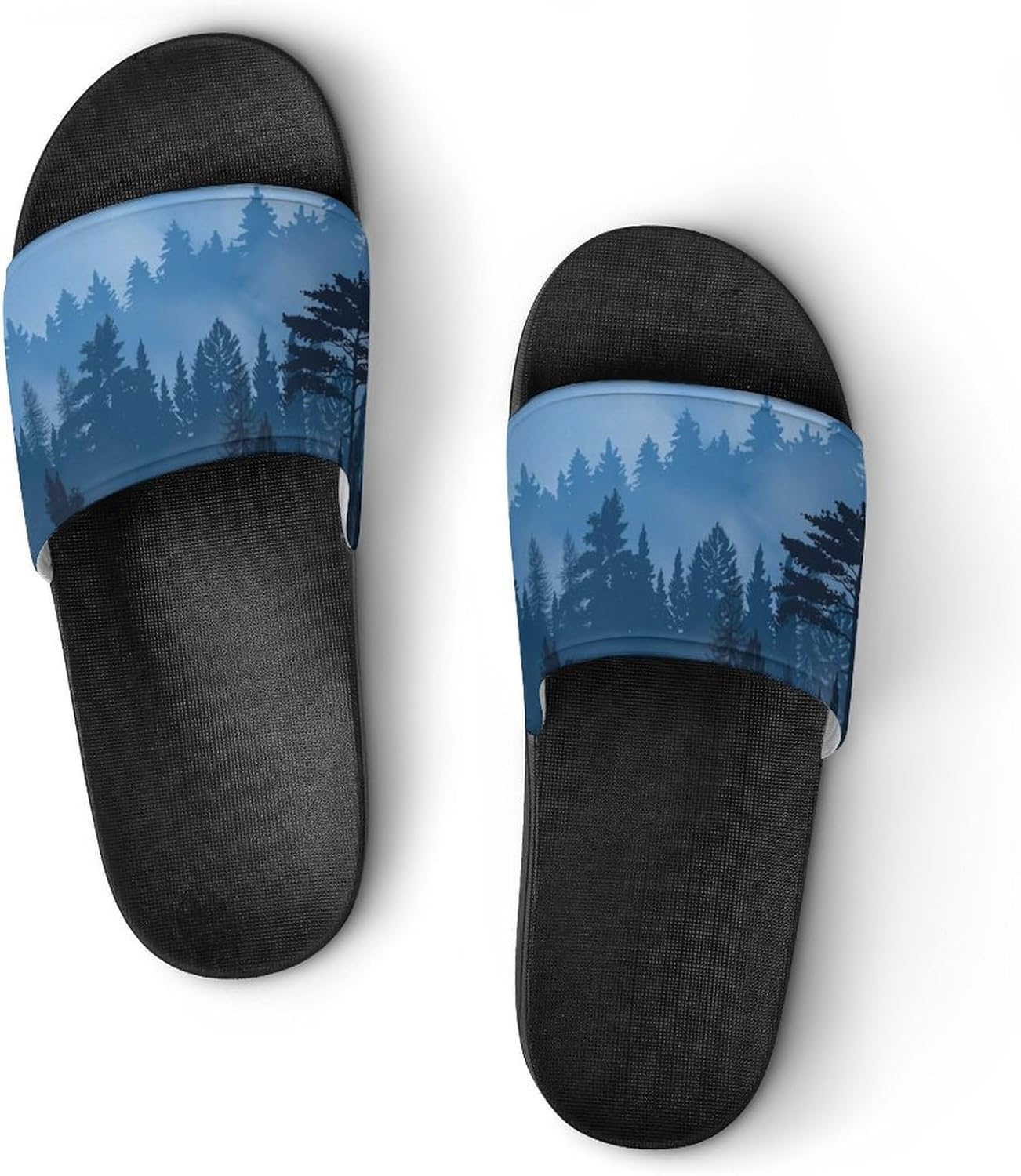 

Унисекс сланцы с принтом «Сосновый лес» - Пляжные сланцы с принтом - Можно носить дома или на улице Generic, черный