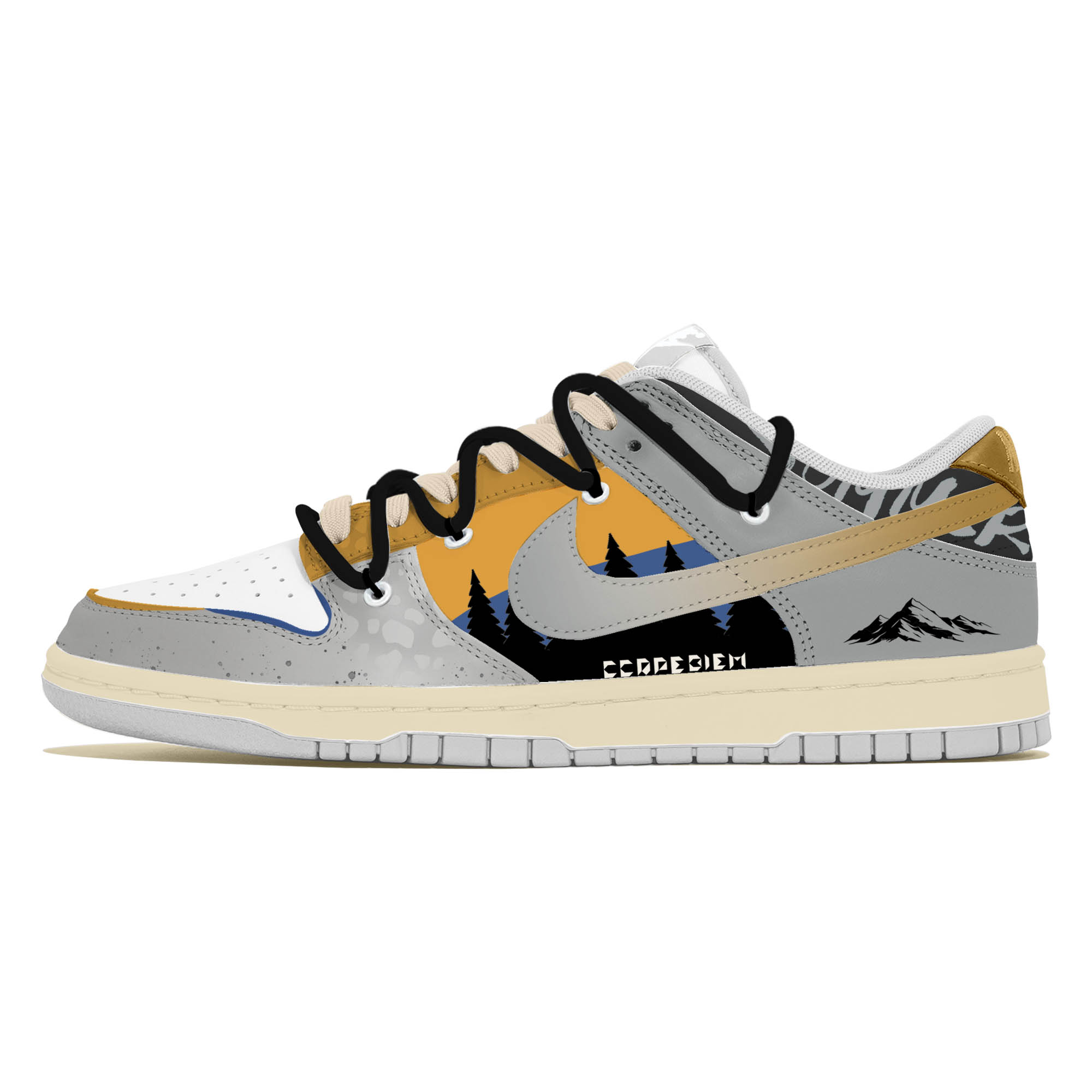 

Nike Кроссовки для скейтбординга Dunk Joy Lemon, износостойкие, низкие, мужские, белые, серые