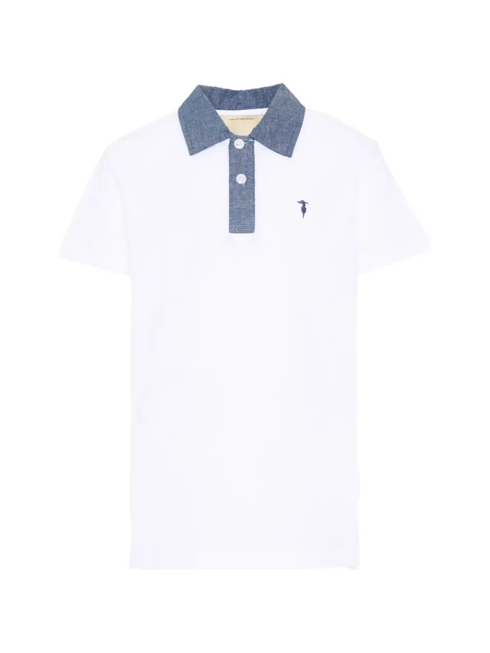 Хлопковая рубашка-поло с коротким рукавом Trussardi Junior, белый
