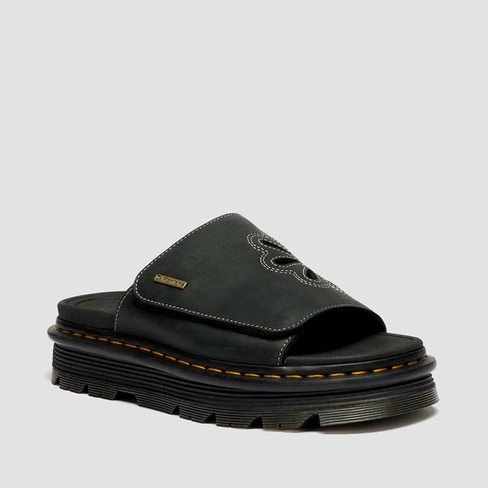 Мужские чёрные кожаные слайды Zebrilus от Dr. Martens