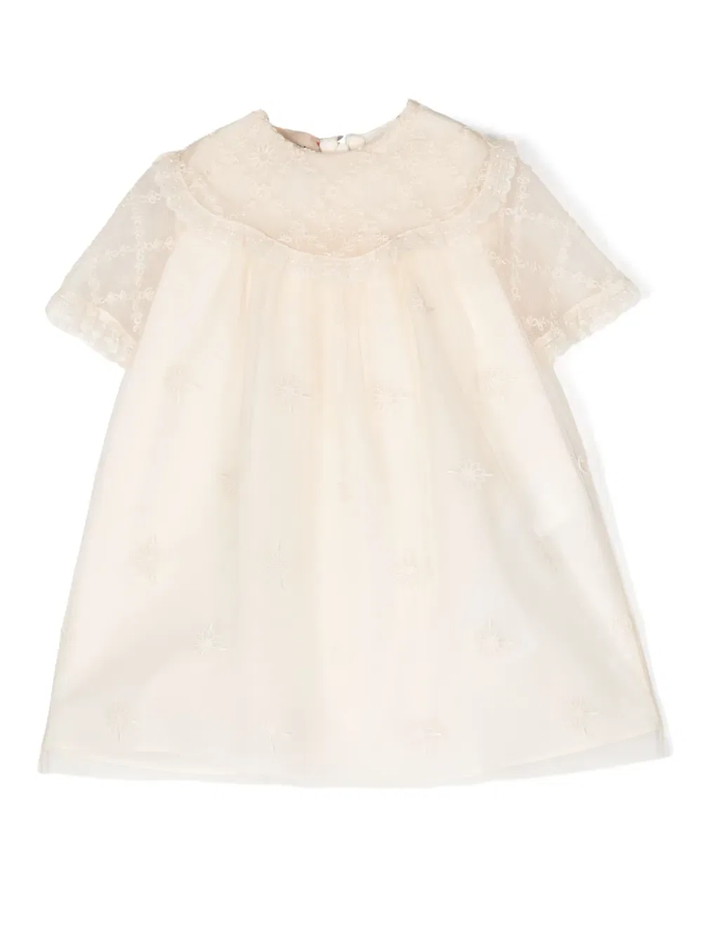 Платье из тюля с цветочной вышивкой Gucci Kids, нейтральный
