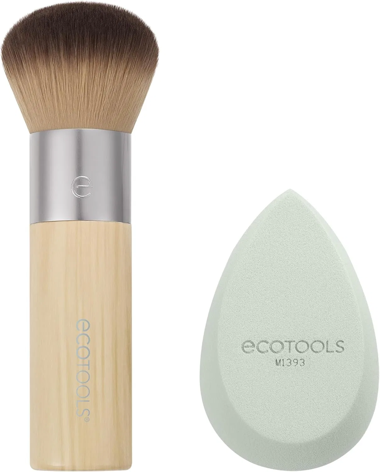 Набор кистей и спонжа для макияжа EcoTools Blend + Blur 2 предмета зеленый и коричневый Eco Tools — фото 2