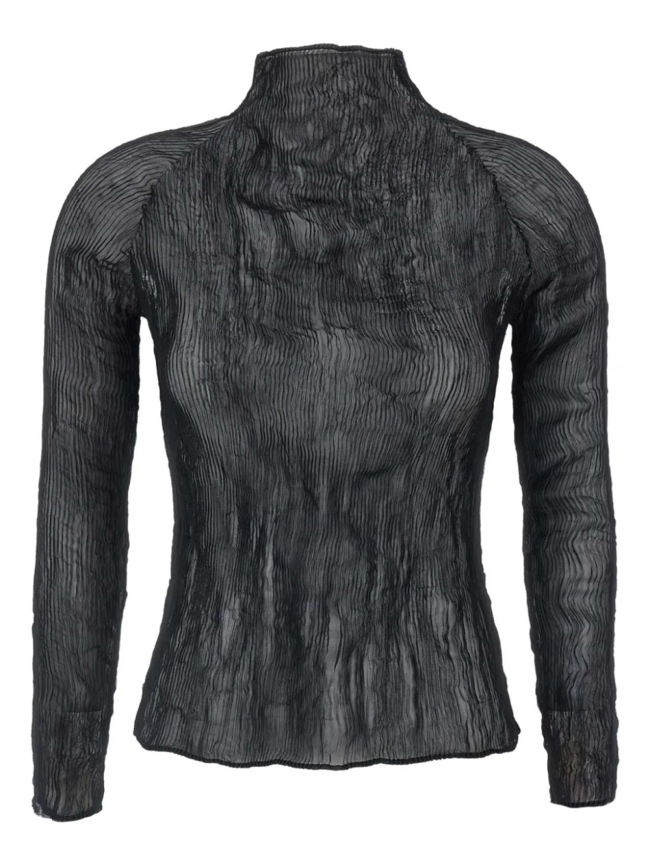 

Топ с высоким воротом из шифона Twist-56 Issey Miyake, черный