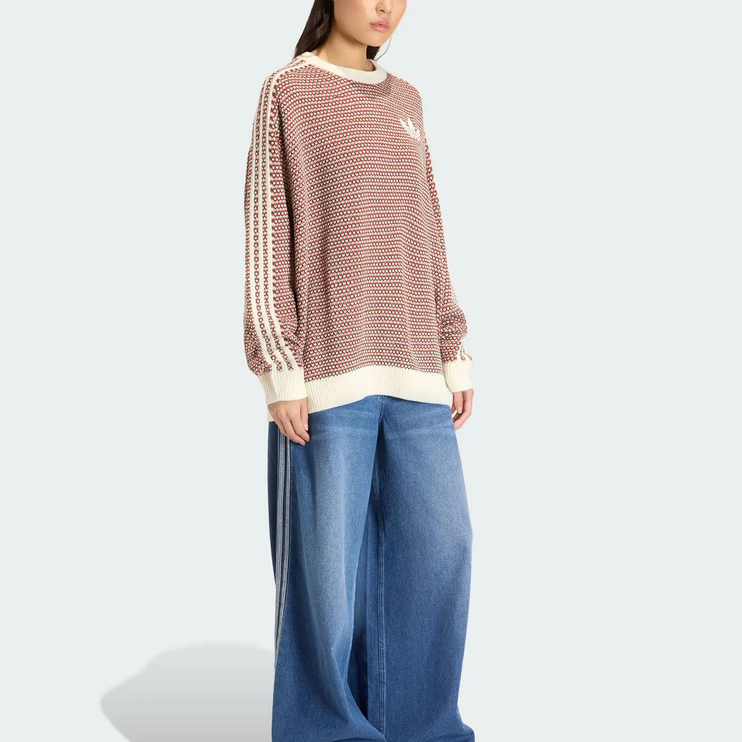 Вязаный свитер Unisex Adidas Originals, белый/зеленый/красный — фото 4