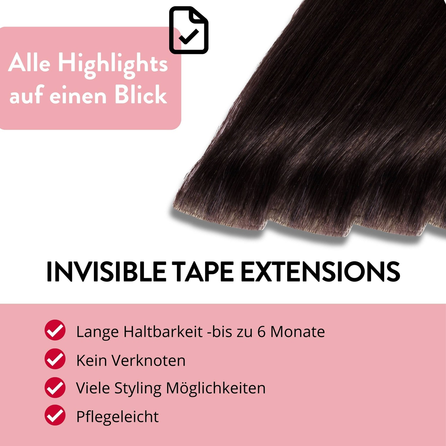 Накладные волосы invisible tape extensions premium echthaar #5/0 hellbraun Hair2Heart, 60cm, количество 10 шт. — фото 3