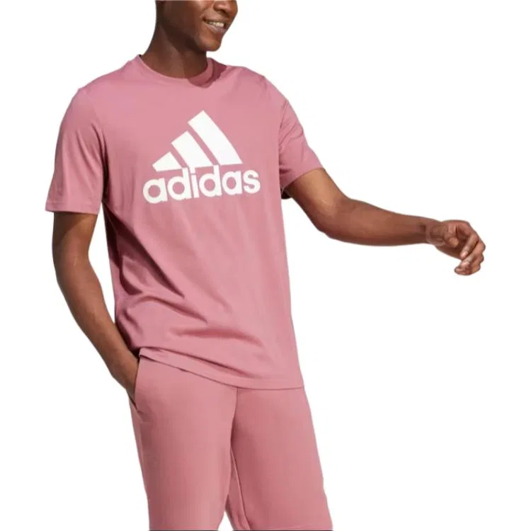 Футболка Essential T-Shirt Adidas темно-красный/белый — фото 3
