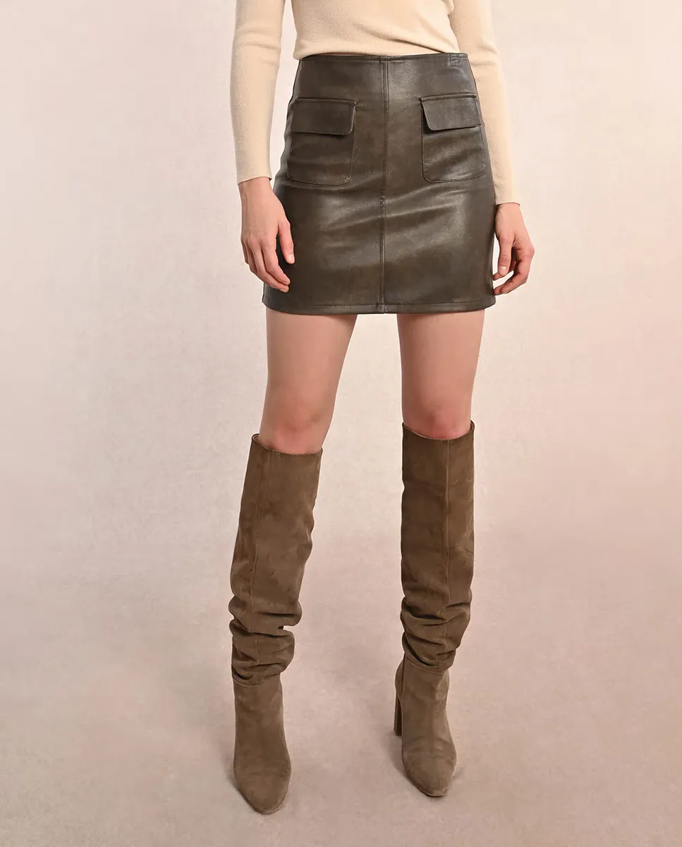 

Короткая юбка под кожу Molly Bracken, цвет Kaki