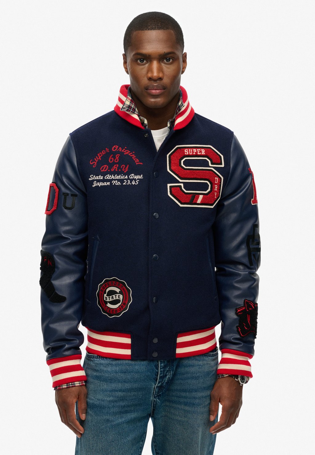 

Куртка-бомбер COLLEGE VARSITY PATCHED Superdry, синий