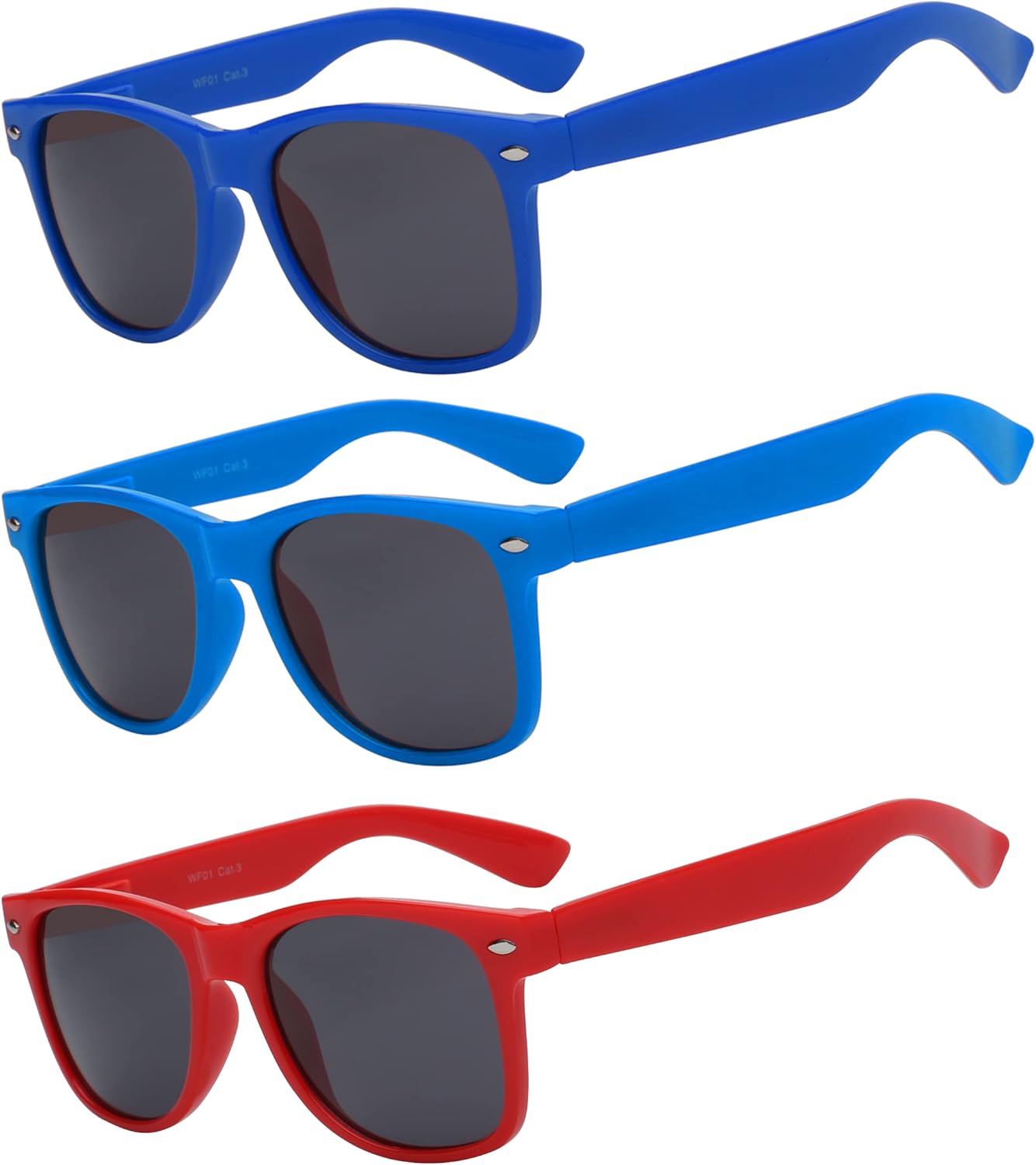 

OWL, набор из 3 солнцезащитных очков для женщин и мужчин, с защитой от УФ-излучения, ретро-линзы дымчатого цвета, модные и стильные женские очки в цветной пластиковой оправе, Dark Blue, Blue, Red