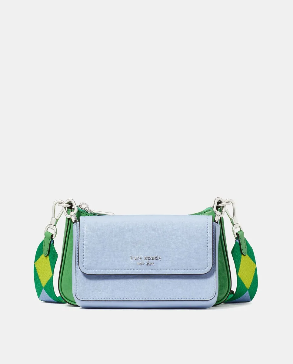 

Маленькая синяя кожаная сумка через плечо Double Up Kate Spade, мультиколор