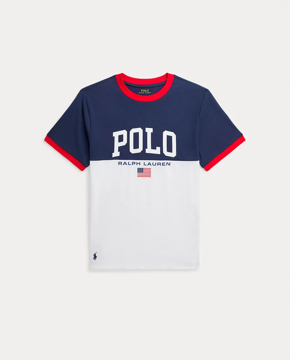 

Футболка для мальчика из плотного хлопка с рисунком ПОЛО Polo Ralph Lauren, белый