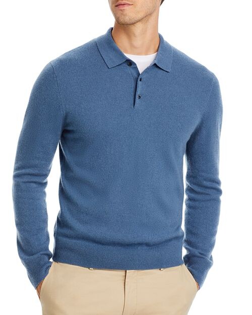 

Кашемировый свитер-поло на трех пуговицах The Men's Store at Bloomingdale's, цвет Blue