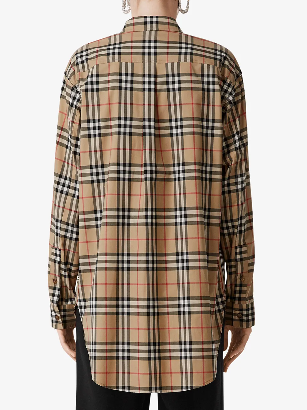 Рубашка Burberry Vintage Check оверсайз в клетку, хлопок, нейтральный — фото 4