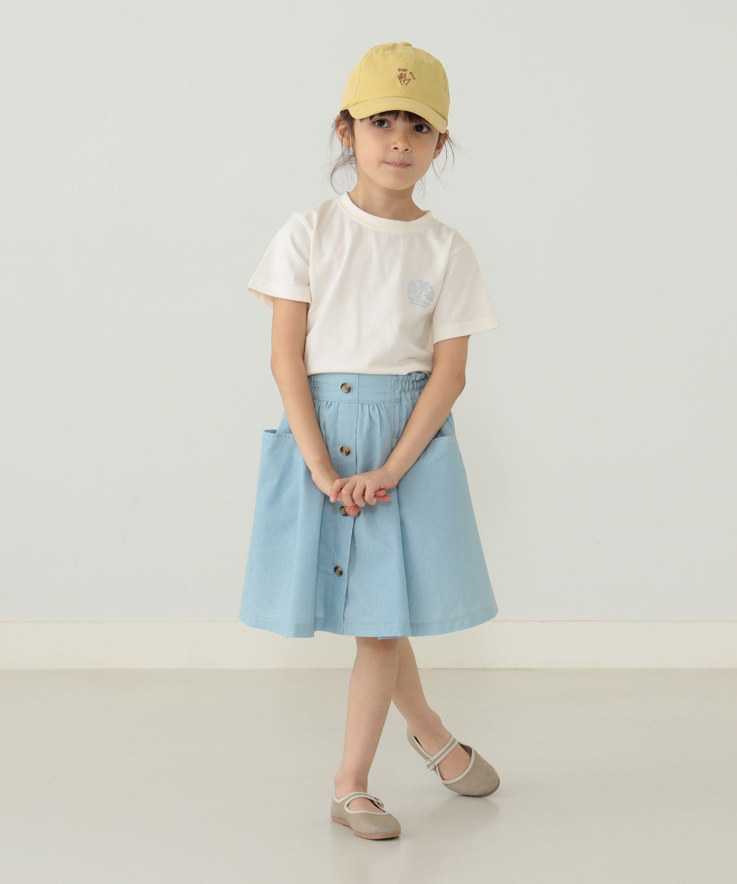 Короткая двойная юбка BEAMS mini / Big Pocket (90~150 см), DENIM — фото 2