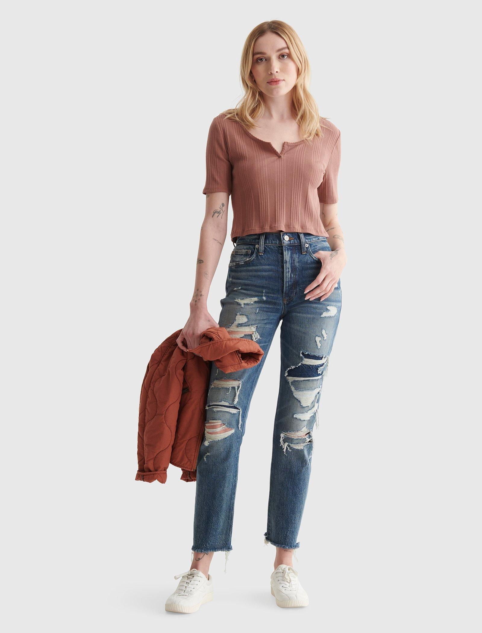 

Lucky Brand женские джинсы Drew Mom с высокой посадкой, цвет medium dark blue