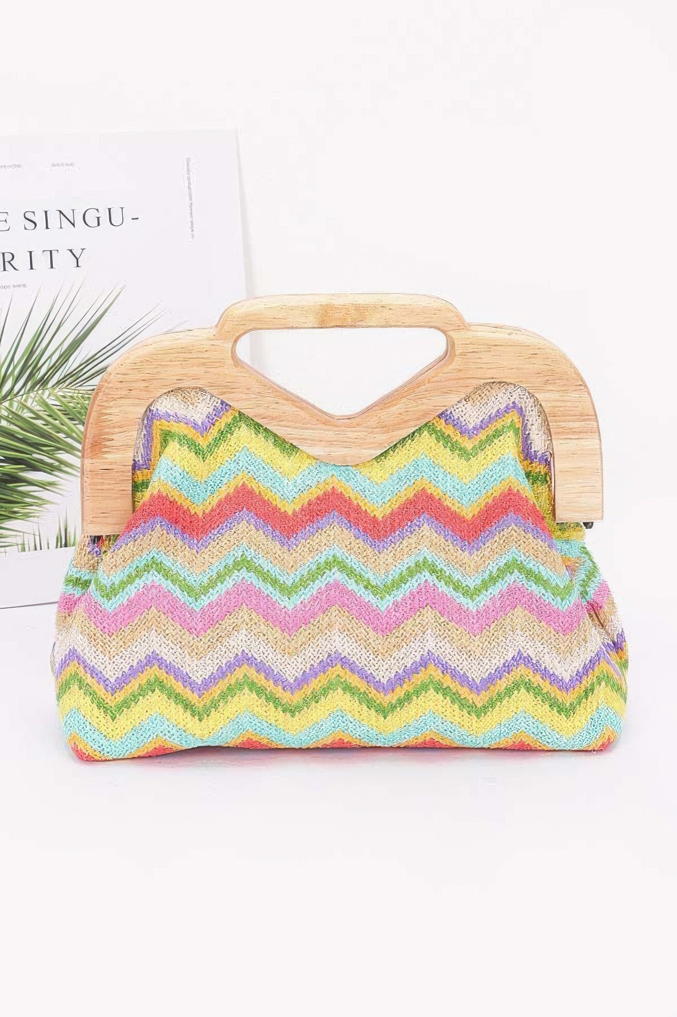 

FASHNZFAB Женский клатч из искусственной соломы и дерева, мультиколор