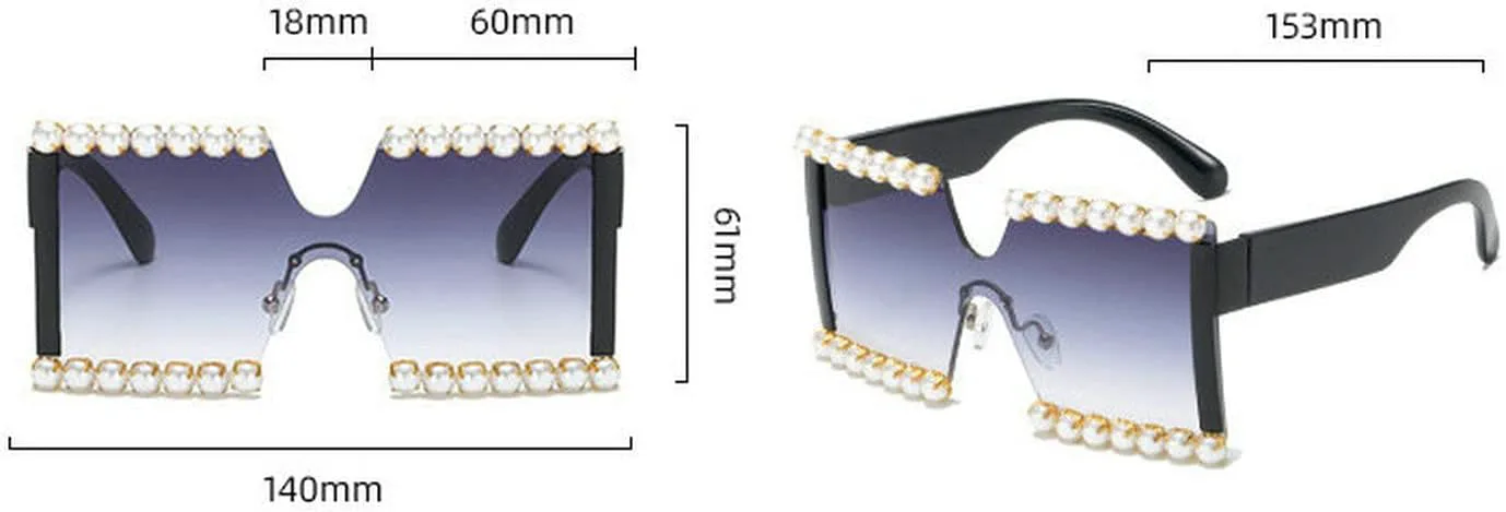 

COTIA Большие квадратные солнцезащитные очки без оправы для женщин, с жемчугом и бриллиантами, с плоской верхней частью, цельные, большие солнцезащитные очки, Silver
