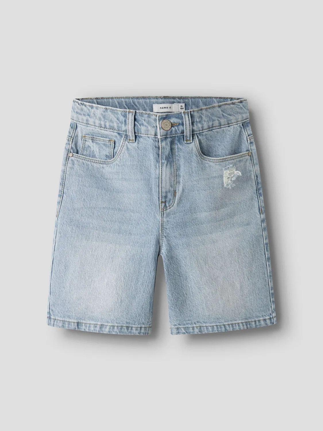 Джинсовые шорты Mom Fit, Name it, light blue bleached denim — фото 3