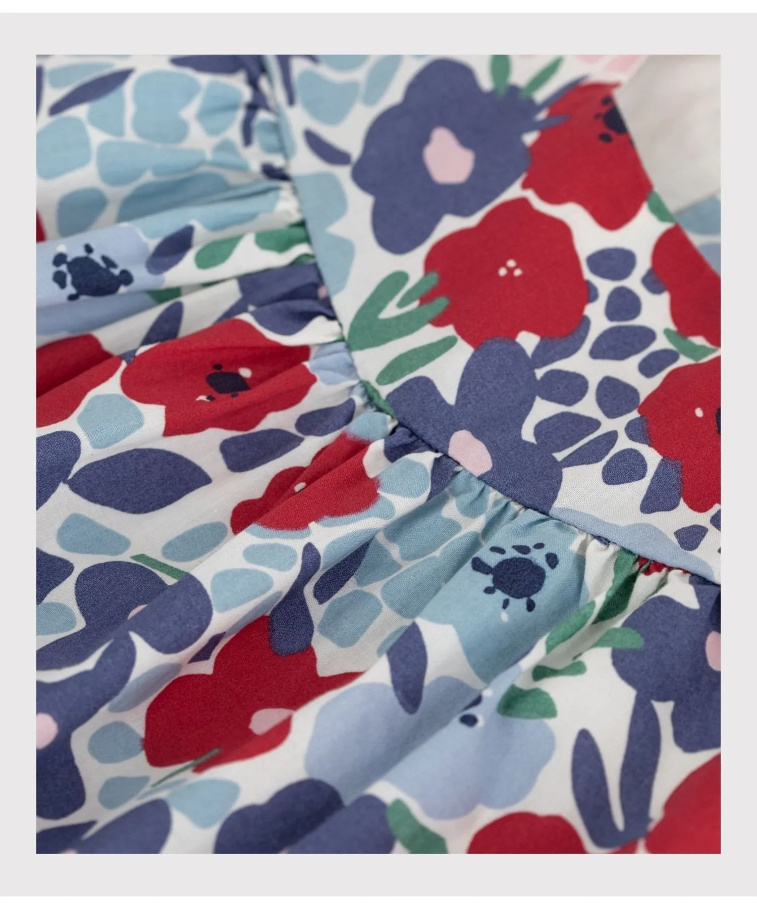 Блузка с короткими рукавами и цветочным принтом PETIT BATEAU, Off-white/multicolor — фото 3