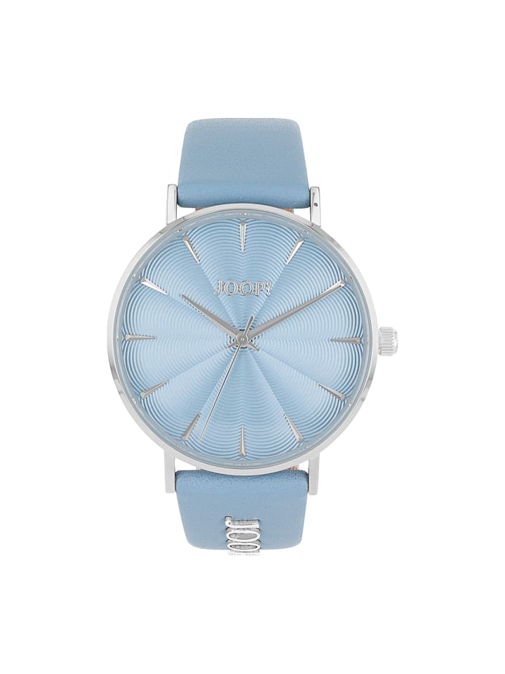 

JOOP! Кварцевые часы, кожаный ремешок, корпус из нержавеющей стали, светло-голубой цвет