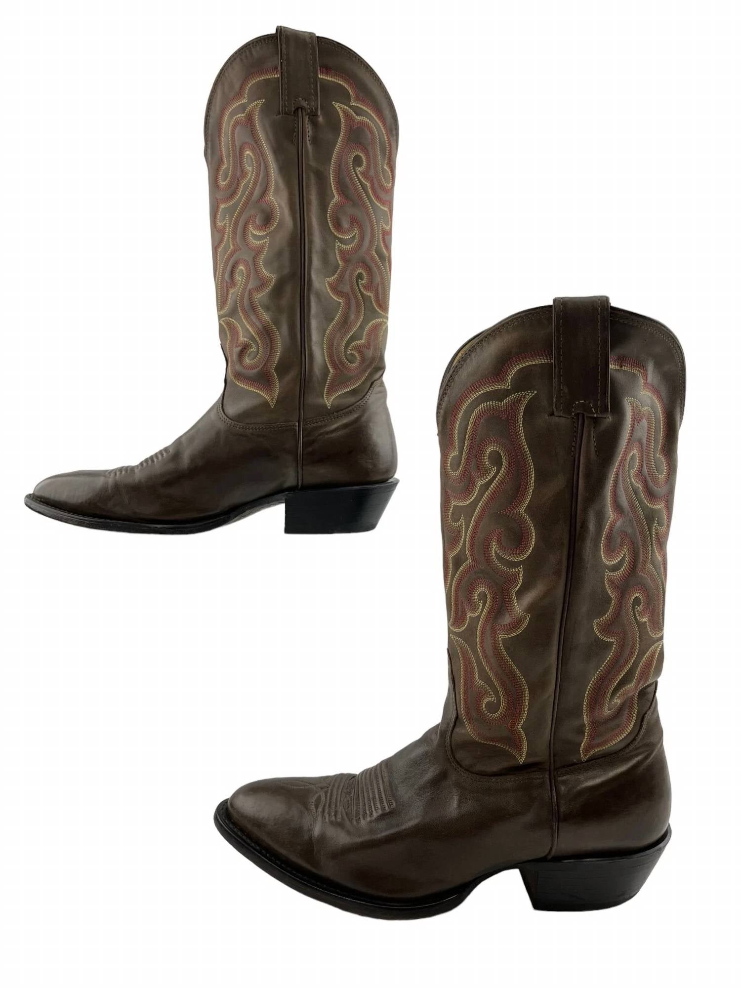 Мужские заостренные вестерн-ковбойские сапоги в коричневом цвете Nocona Boots — фото 3