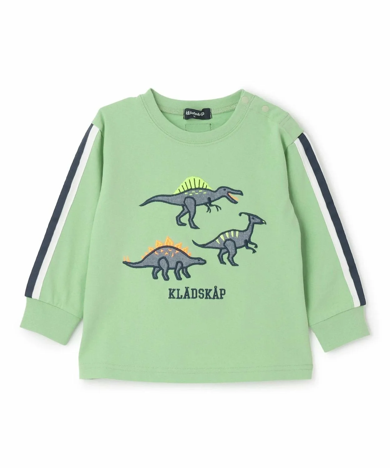 Футболка с длинным рукавом и аппликацией в виде динозавра Kladskap, Light khaki