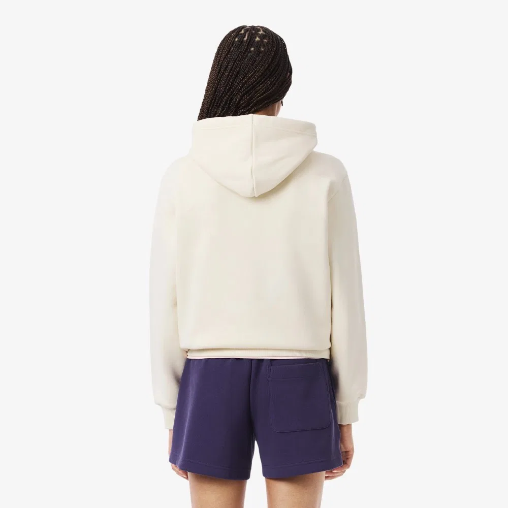 Худи Lacoste Fluffy Lettering, женский, флисовый, кремовый — фото 3