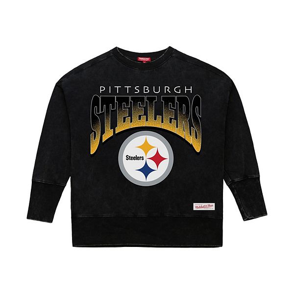 

Женский черный свитшот Pittsburgh Steelers Delineate Mineral Wash Mitchell & Ness