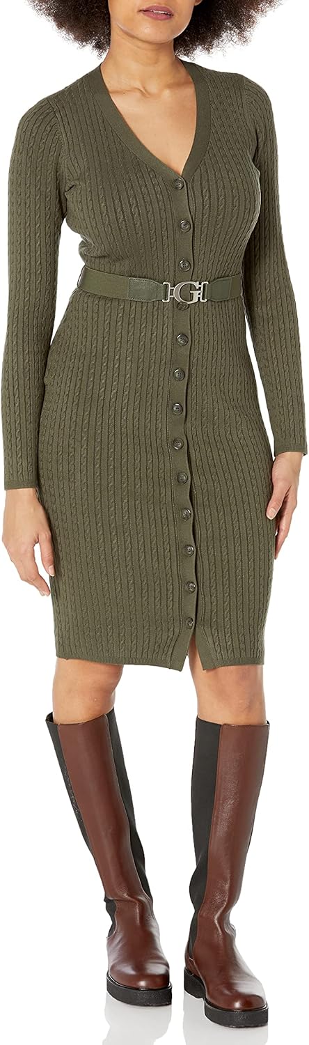 

GUESS Женское кардиган-платье Essential с длинными рукавами и поясом Lena, Spooky Forest