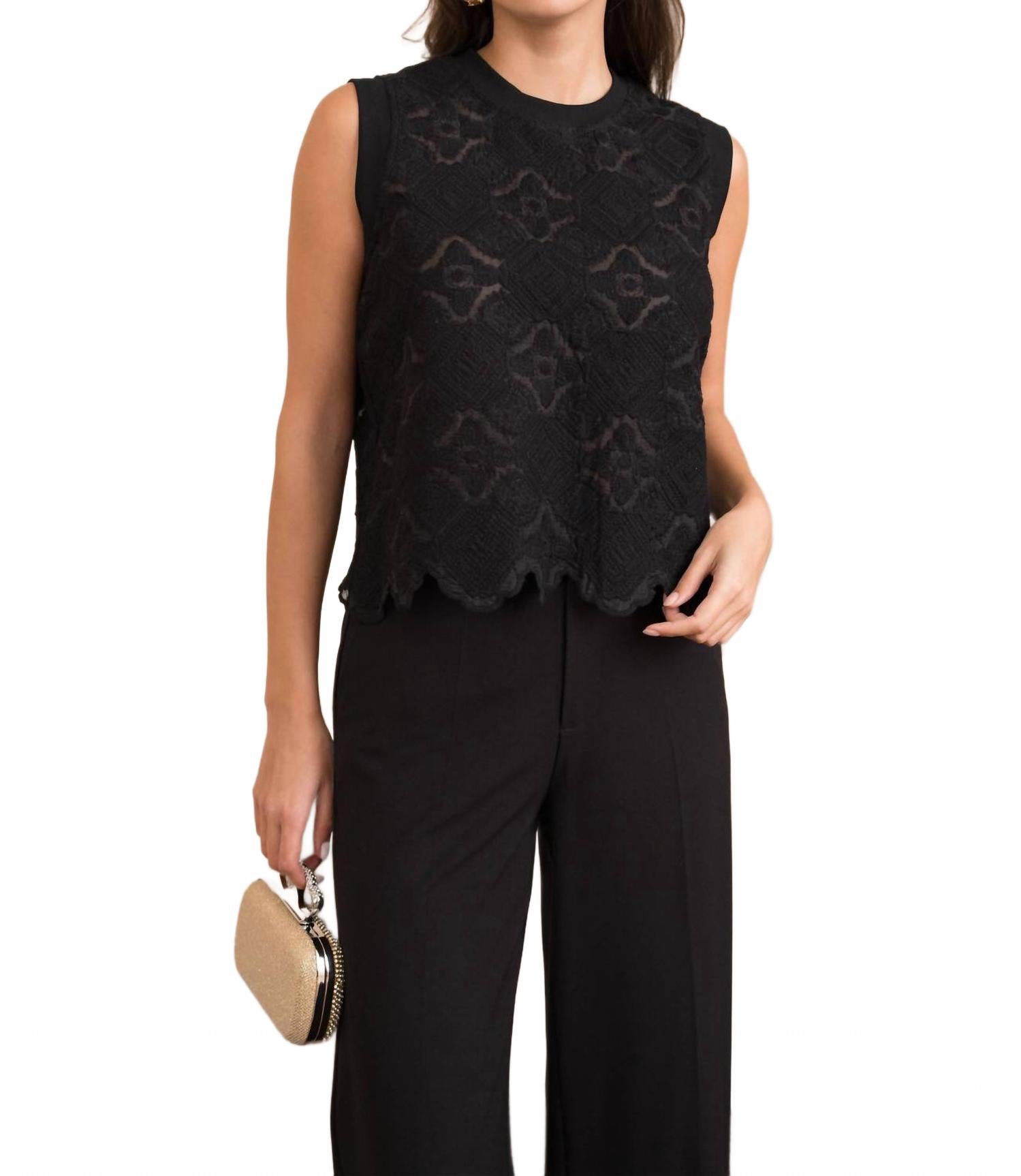 

CHOKLATE PARIS Вышитая кружевная блузка-бобби черного цвета