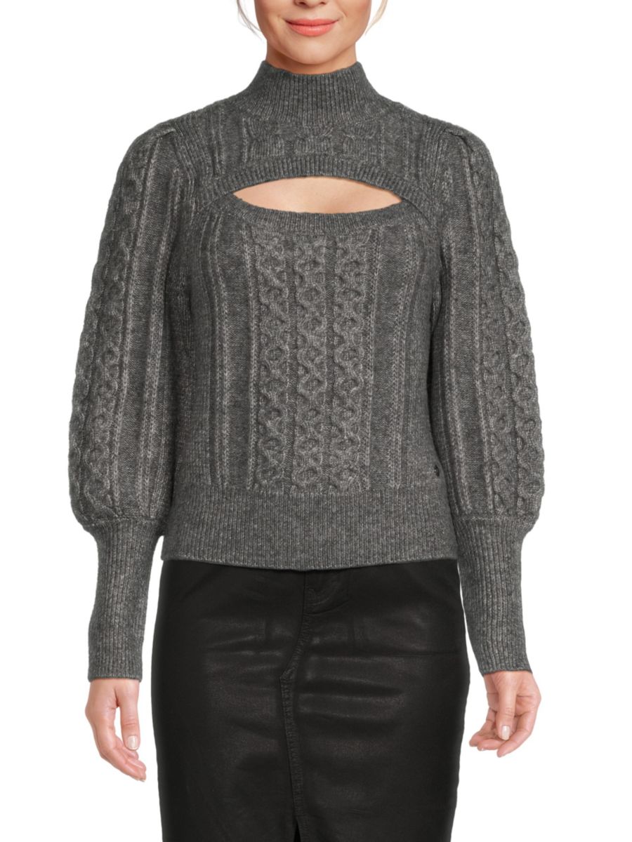 

Свитер с вырезами из косичной вязки Tommy Hilfiger, цвет Fog Heather Grey