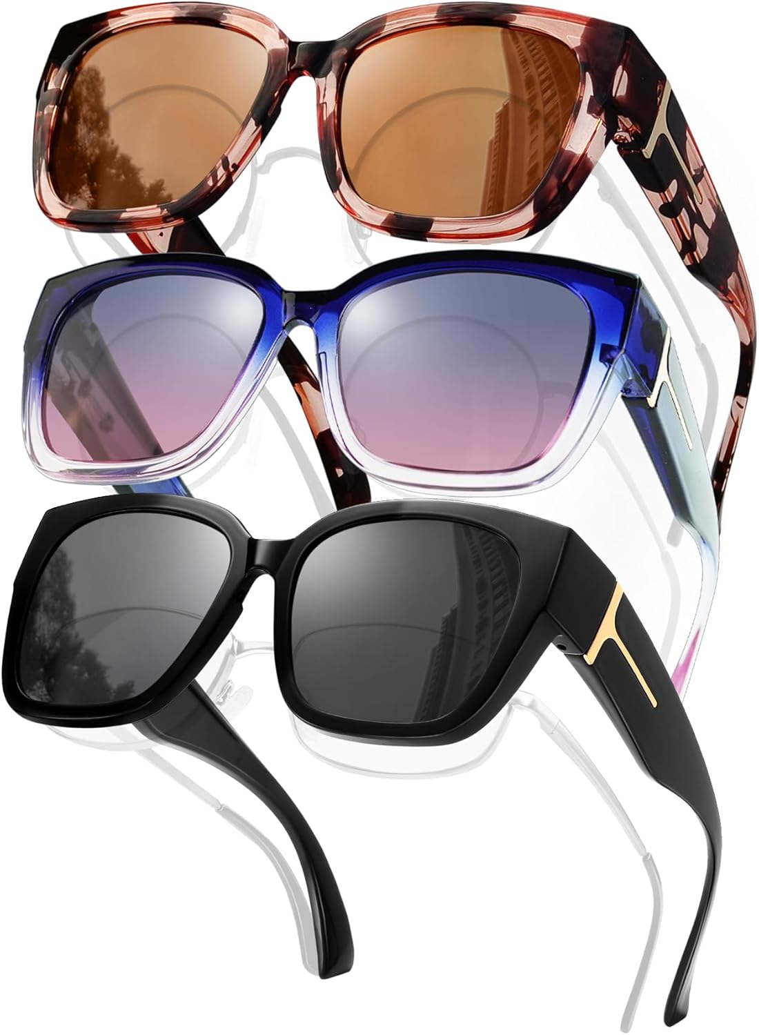 

Солнцезащитные очки MAIVARDAY поляризационные, надеваемые поверх очков, UV400, квадратные, облегающие, 3 шт: глянцевый черный/серый, черепаховый/чайный, темно-синий/градиентный фиолетовый