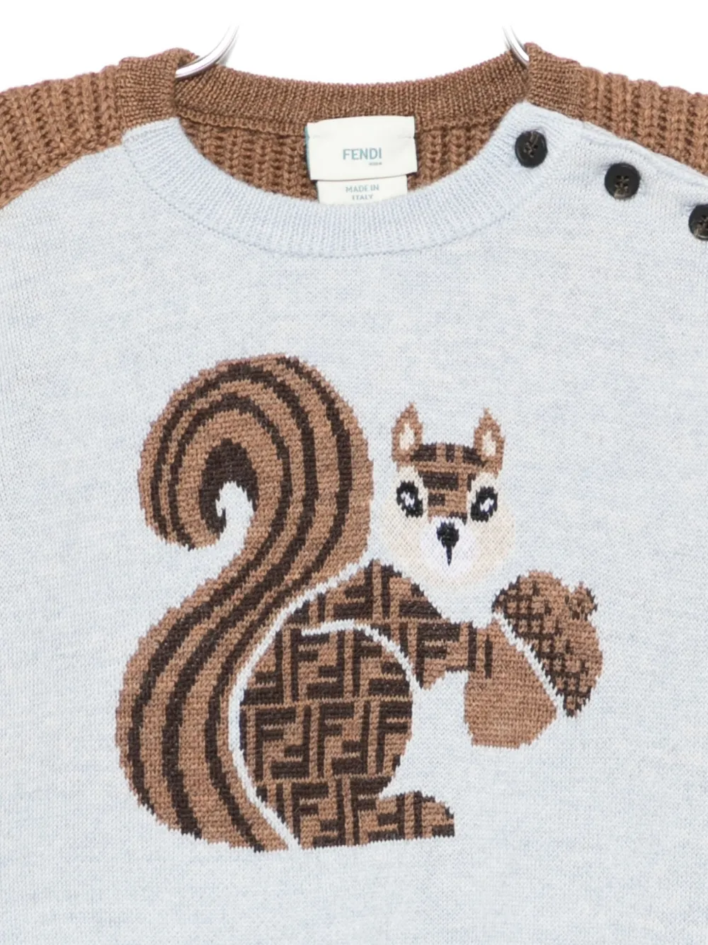 Свитер с аппликацией в виде белки FENDI KIDS, коричневый — фото 3