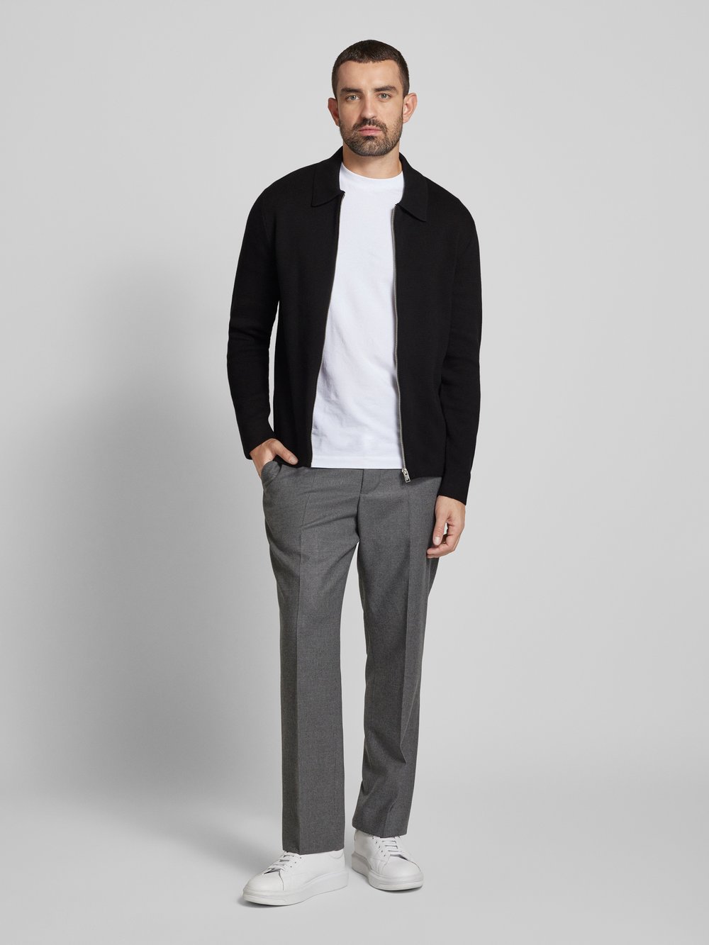 

Кардиган с воротником поло модель 'BLAMILANO' Jack & Jones Premium, черный
