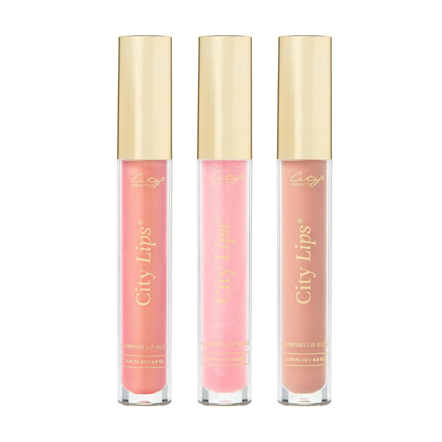 Бестселлеры City Beauty City Lips - Sun Diego 0,16 унции, Tinsel Town 0,16 унции, Pink Nude 0,16 унции - Тонирующий блеск для губ с гиалуроновой кислотой и пептидами для увлажнения губ., Pink