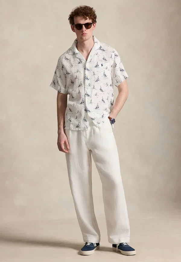 Рубашка Polo Ralph Lauren Classic fit nautical print linen shirt, белый — фото 2