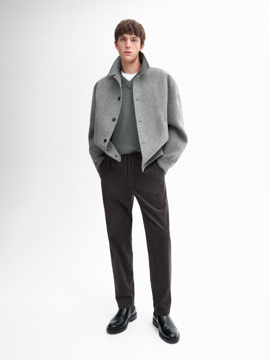 

Вельветовые брюки-джоггеры Massimo Dutti, стальной