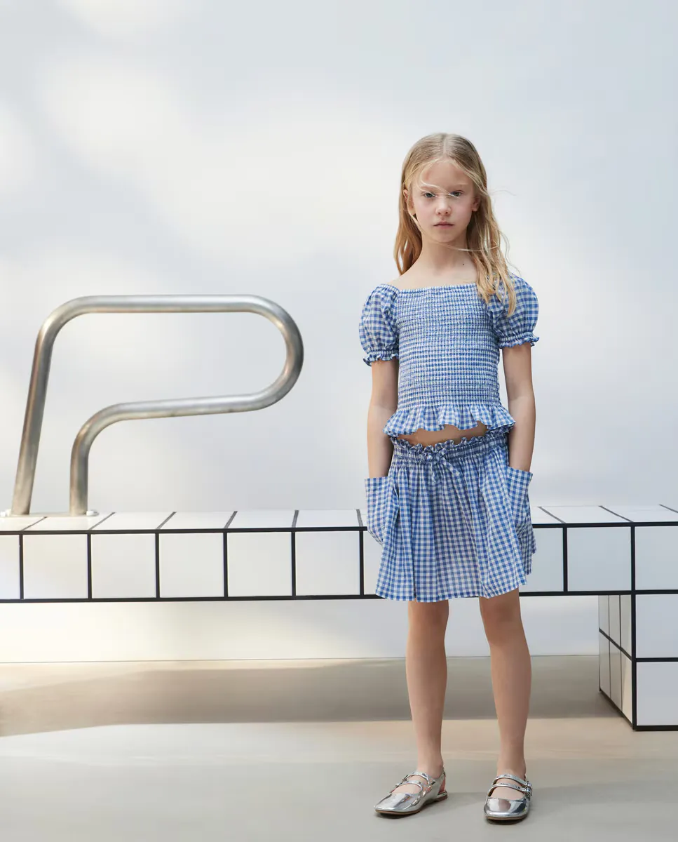 

Струящаяся юбка в клетку для девочек с боковыми карманами Kids El Corte Inglés, синий